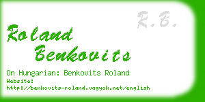 roland benkovits business card